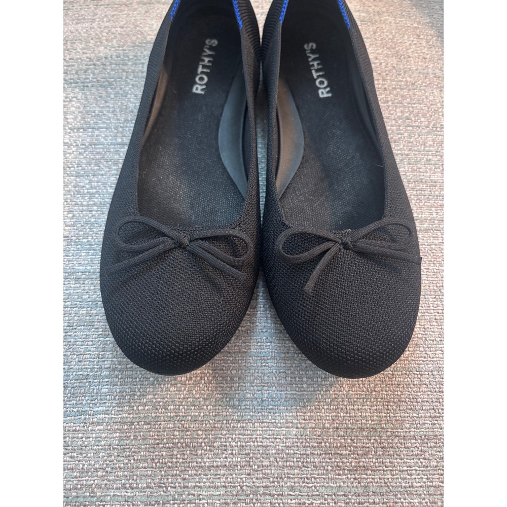 Rothys The Bow Flat Black Solid Round Toe Knit Sh… - image 4